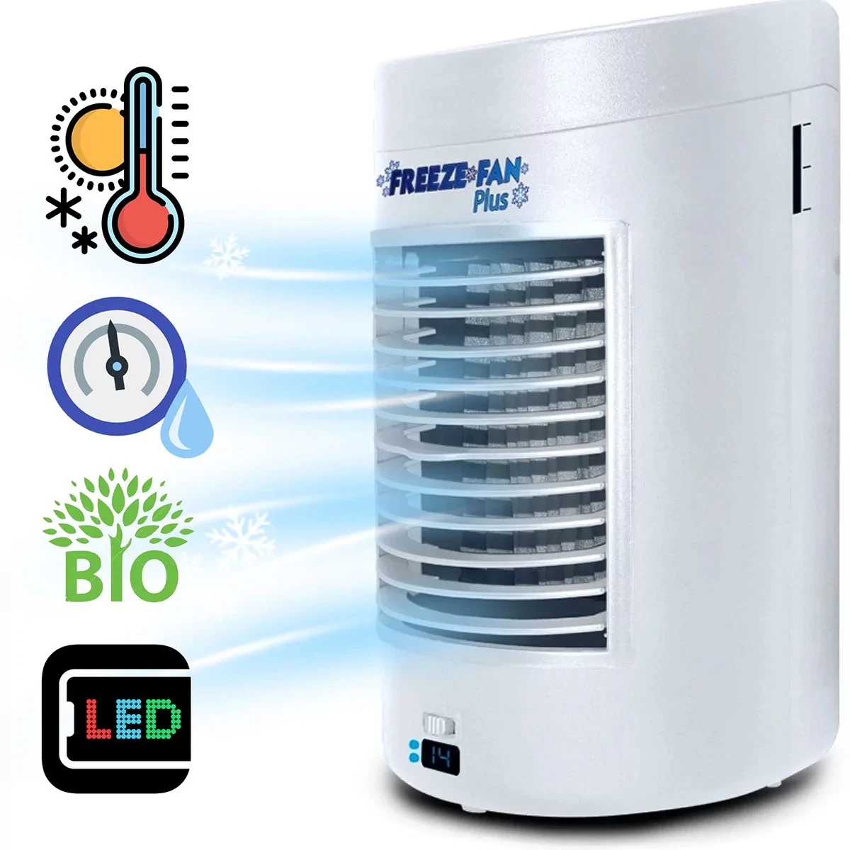 Мини кондиционер-охладитель воздуха настольный Frezze Fan+ с питанием от сети | батарей - фото 1 - id-p109086079