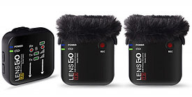 LENSGO microphone 348C Black 1v2/ Беспроводной петличный микрофон для видеокамер и смартфона