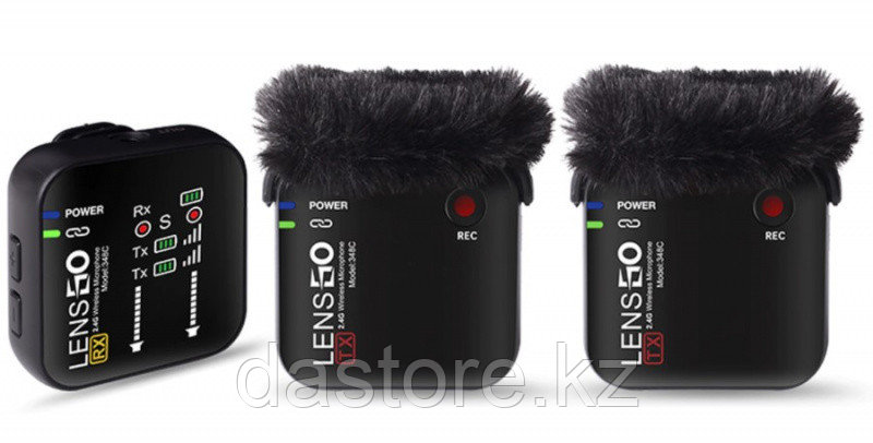LENSGO microphone 348C Black 1v2/ Беспроводной петличный микрофон для видеокамер и смартфона, фото 1