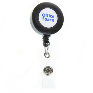 Держатель-рулетка для бейджей OfficeSpace, длина 75 см, петелька, с клипом, черный