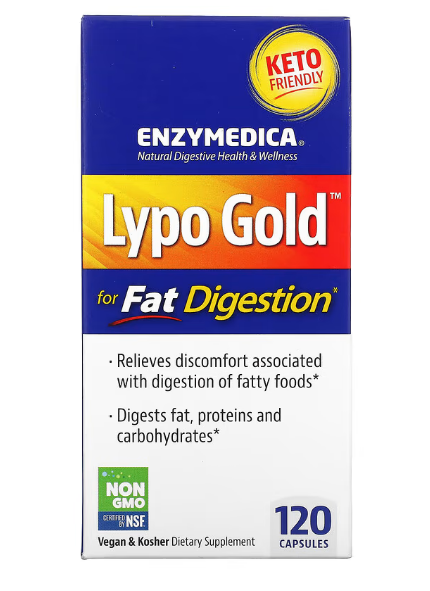 Enzymedica, Lypo Gold, препарат для переваривания жиров, 120 капсул