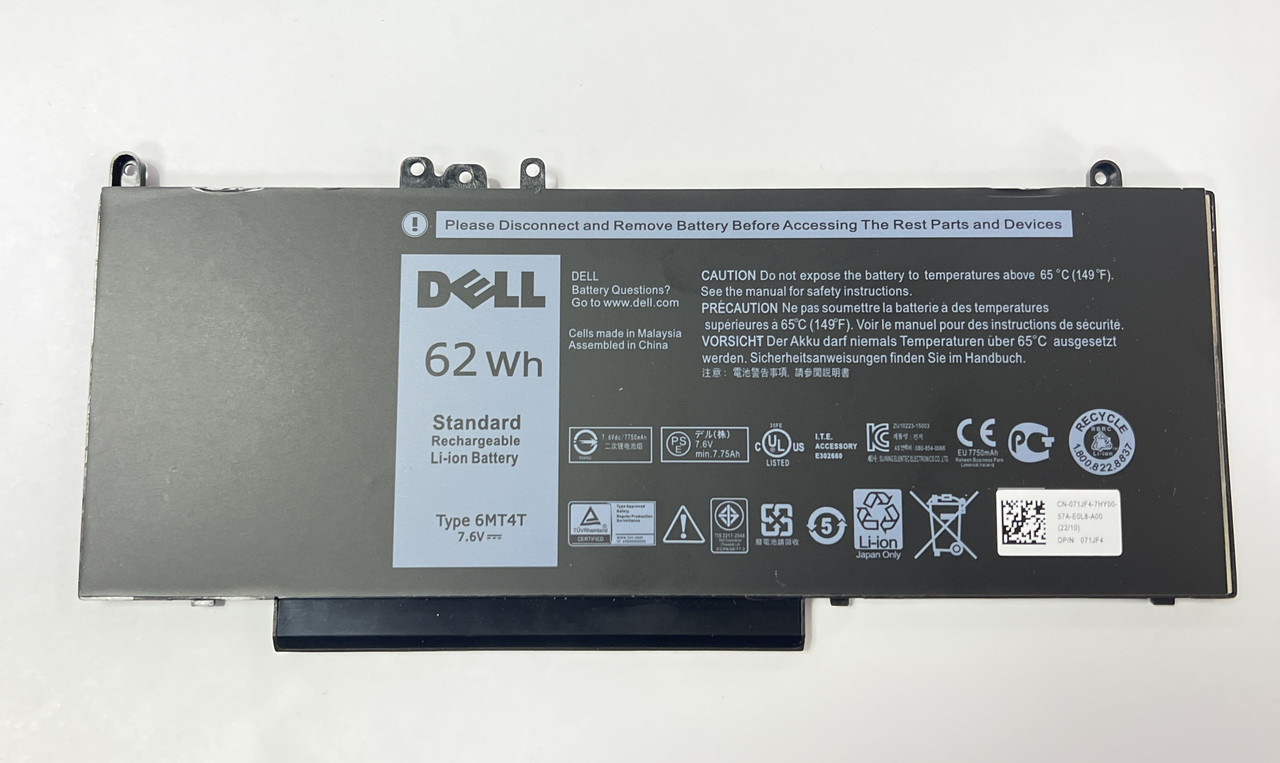 Аккумулятор для ноутбука Dell Latitude E5470 E5570 Precision 3510 6MT4T 7.6V 62Wh 7750mAh (org) - фото 2 - id-p109101373