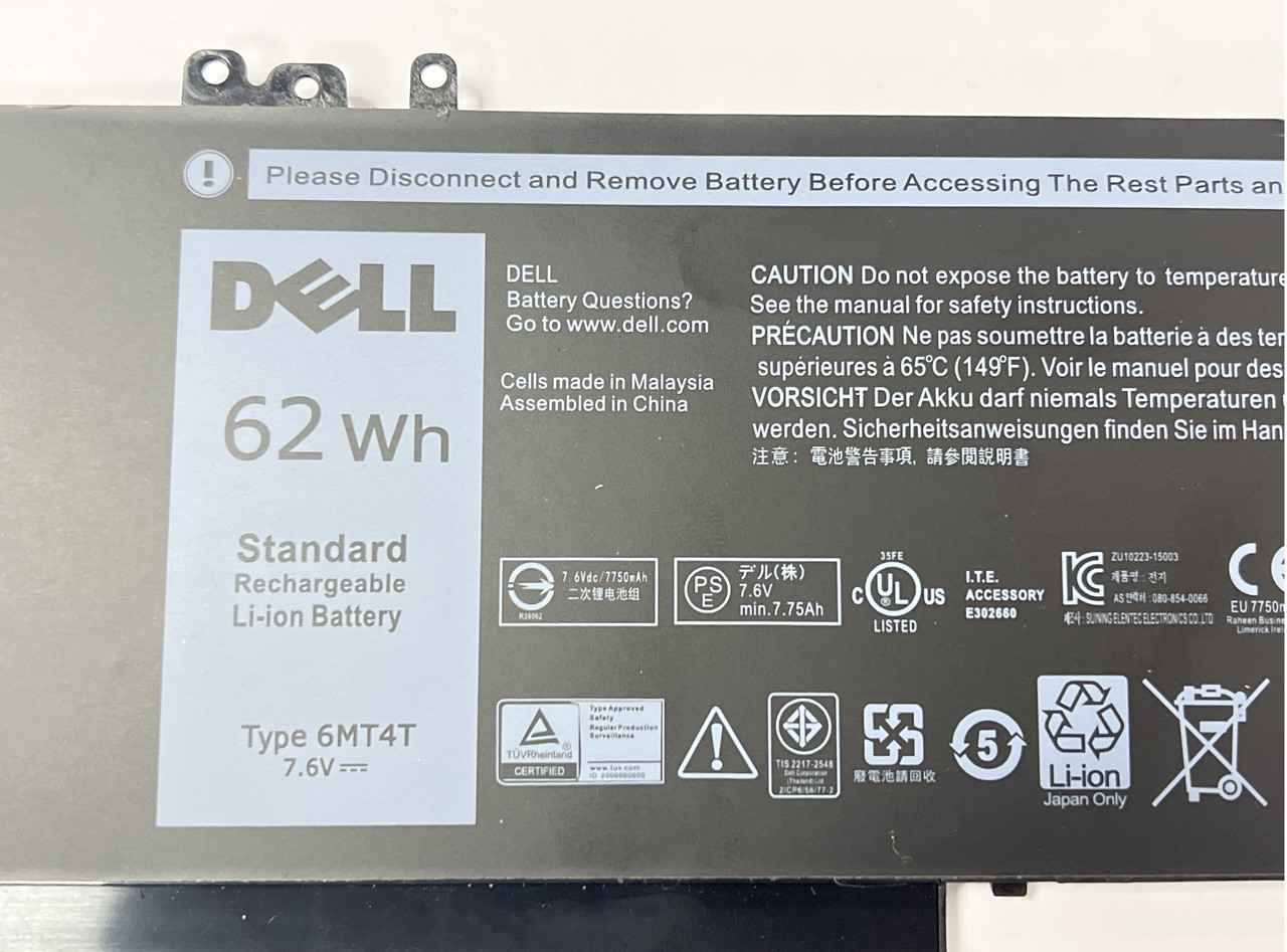 Аккумулятор для ноутбука Dell Latitude E5470 E5570 Precision 3510 6MT4T 7.6V 62Wh 7750mAh (org) - фото 4 - id-p109101373