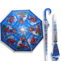 Зонт детский Marvel трость 70 синий с пластиковым чехлом