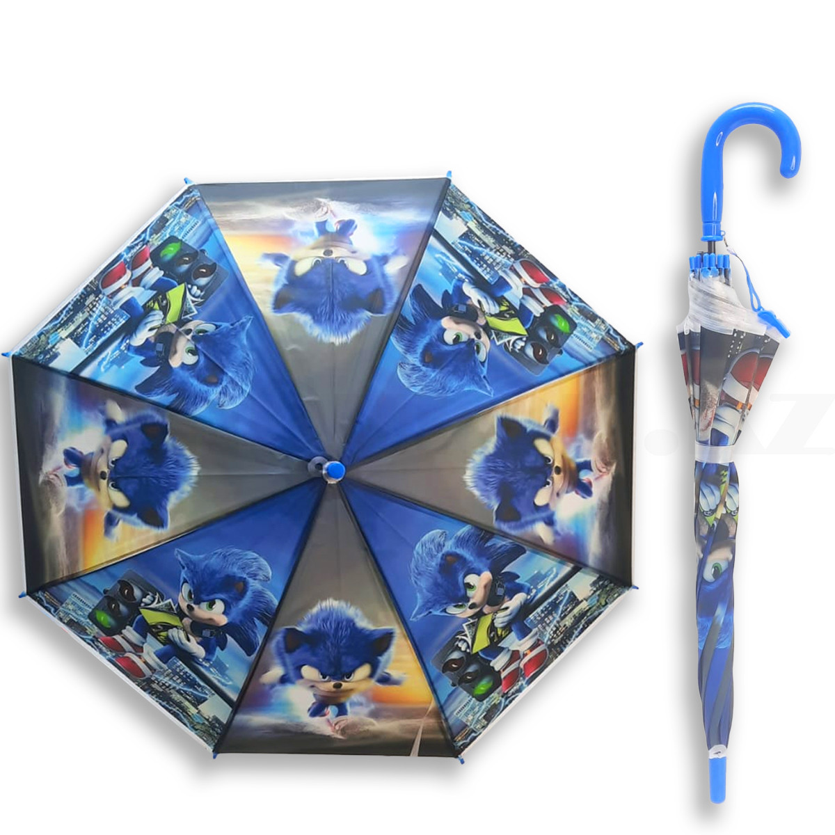 Зонт детский Соник трость 70 синий - фото 1 - id-p109101591