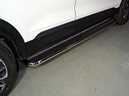 Пороги с площадкой (нерж. лист) 42,4 мм ТСС для Geely Coolray 2020-2024