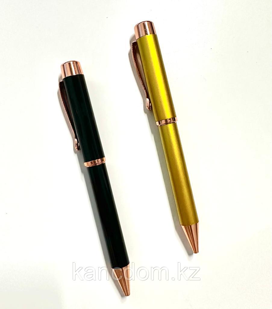 Ручка подарочная шариковая, поворотная, корпус: желтый/золото. черный/золото, синий стержень