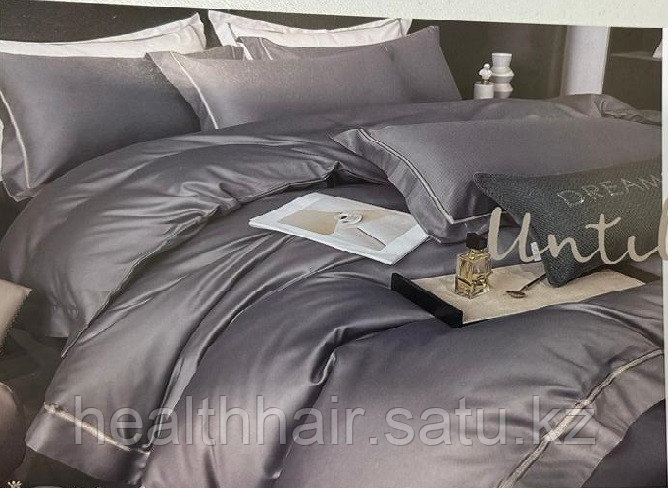 Комплект постельного белья из египетского хлопка Евро люкс цвет светлый графит с кантом - фото 1 - id-p109144262