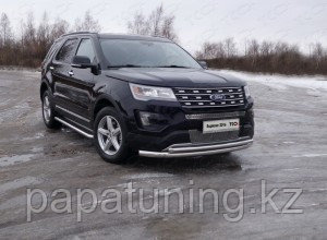 Пороги с площадкой (нерж. лист) 60,3 мм ТСС для Ford Explorer 2016-2017, фото 1