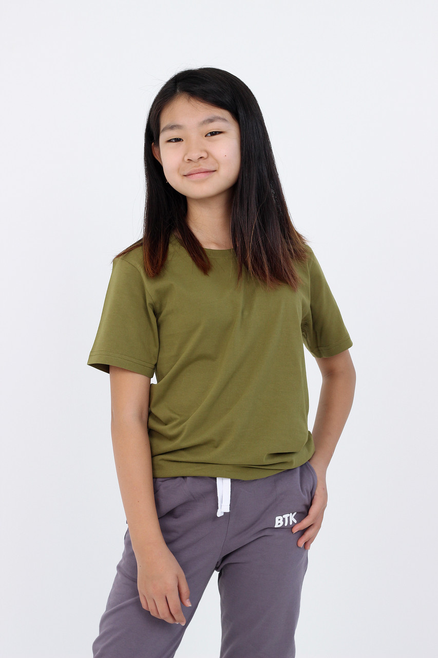 Детская футболка из хлопка. Цвет: Зеленый Хаки - фото 1 - id-p109144424