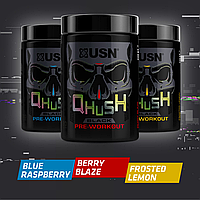 Предтренировочный комплекс QHUSH Black Pre-Workout, 220 g, USN Blue raspberry