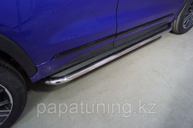 Пороги с площадкой (нерж. лист) 75х42 мм ТСС для Exeed LX 1.5L Turbo 2WD 2022-, фото 1