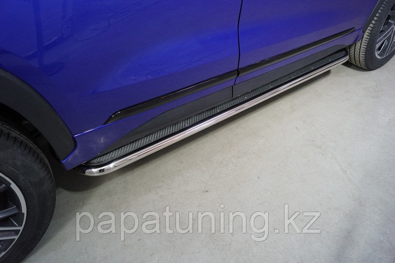 Пороги с площадкой (нерж. лист) 42,4 мм ТСС для Exeed LX 1.5L Turbo 2WD 2022-, фото 1