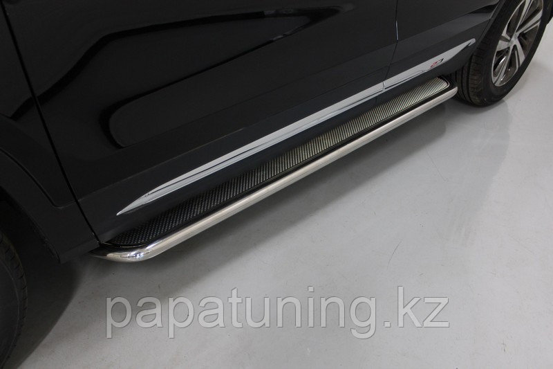 Пороги с площадкой (нерж. лист) 42,4 мм ТСС для Changan CS75 FL 2020-, фото 1
