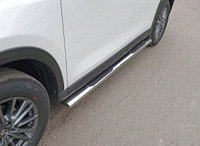Пороги овальные с накладкой 120х60 мм ТСС для Mazda CX-5 2012-2015