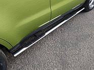 Пороги овальные с накладкой 75х42 мм ТСС для Kia Soul 2014-2016