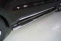 Пороги овальные с накладкой 120х60 мм ТСС для Kia Sorento 4 2020-