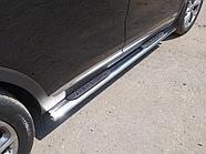 Пороги овальные с накладкой 120х60 мм ТСС для Kia Sorento Prime 2018-