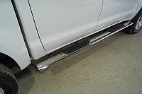 Пороги овальные с накладкой 120х60 мм ТСС для JAC T6 (4WD) 2.0T (бенз) 2021-