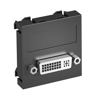 Розетка мультимедийная DVI, 1 модуль Modul45, 45х45 мм, черная