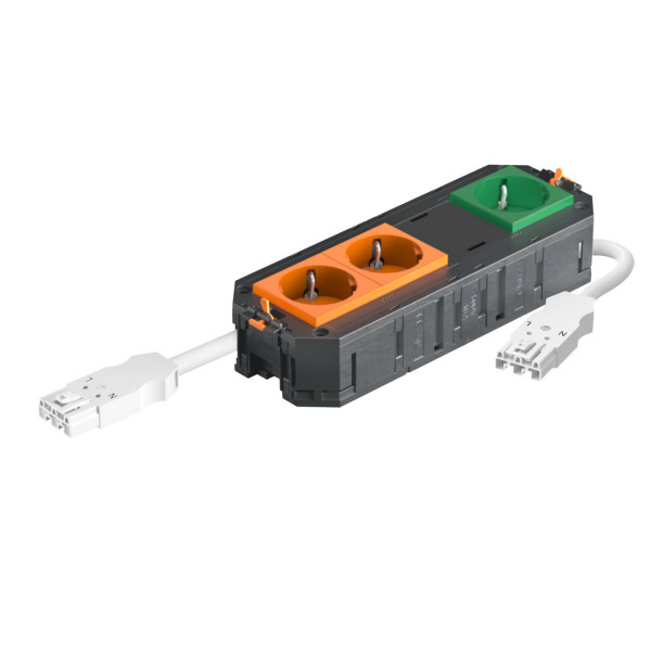 Рамка 4-модульная с розетками 2 оранжевые, 1 зеленая, 1 заглушка, 2К+З, штекер WINSTA MIDI - фото 1 - id-p109145977