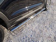 Пороги овальные с накладкой 120х60 мм ТСС для Hyundai Tucson 2015-2018
