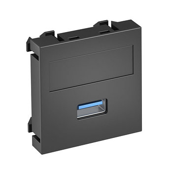 Розетка мультимедийная USB 3.0 A, 1 модуль Modul45, 45х45 мм, черная