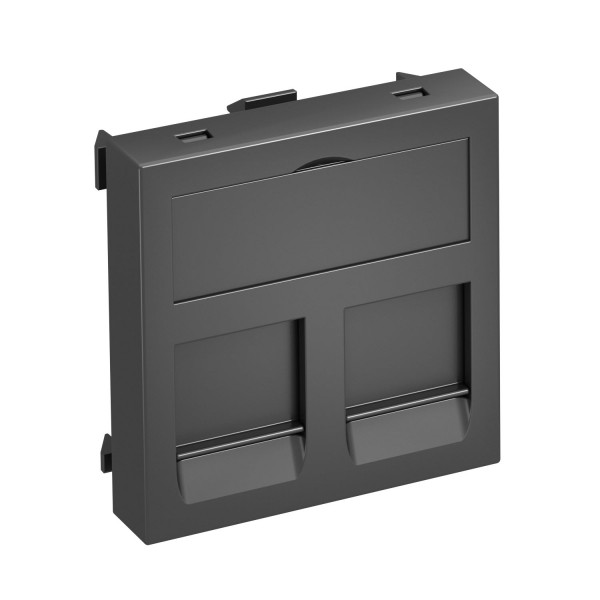 Корпус розетки компьютерной двойной тип PA (прямой) 45x45 мм, 1 модуль Modul45, черный, фото 1