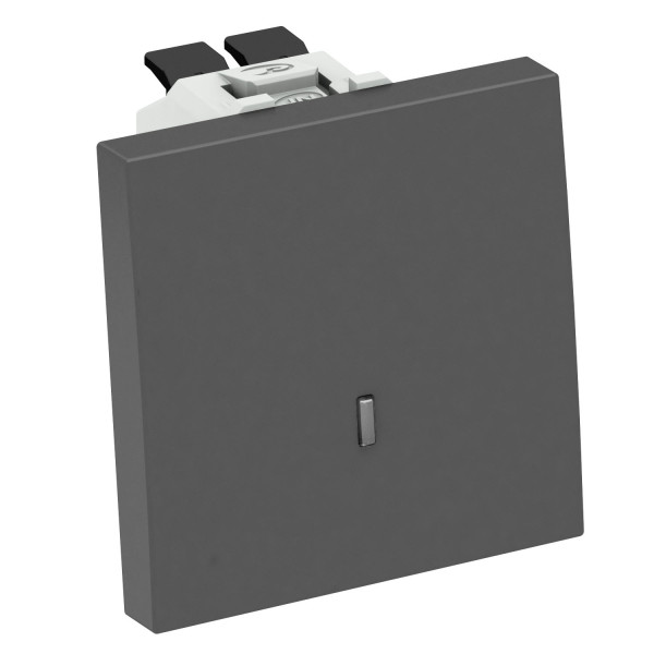 Переключатель одноклавишный с контрольной подсветкой 10A 250В 1 модуль, 45х45мм черный - фото 1 - id-p109152050