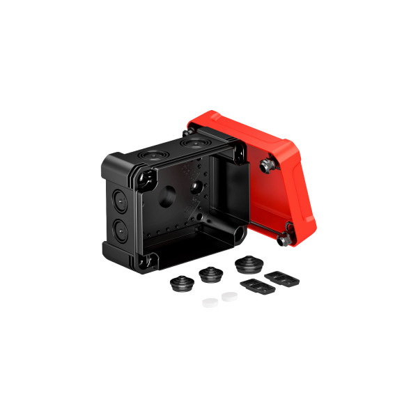 Распределительная коробка X06, IP 67, черная с красной крышкой, фото 1