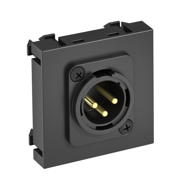 Розетка мультимедийная XLR, 1 модуль Modul45, 45х45 мм, черная, фото 1