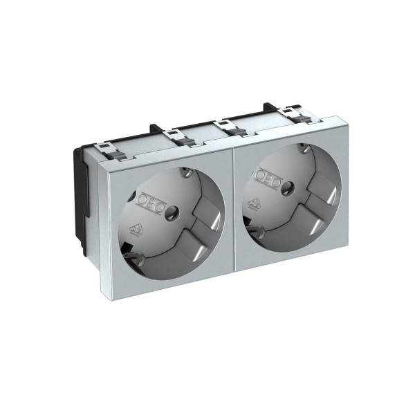 Розетка 33° с заземляющим контактом, двойная STD-D3 AL2