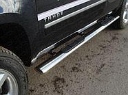 Пороги овальные с накладкой 120х60 мм ТСС для Chevrolet Tahoe 2012-2015