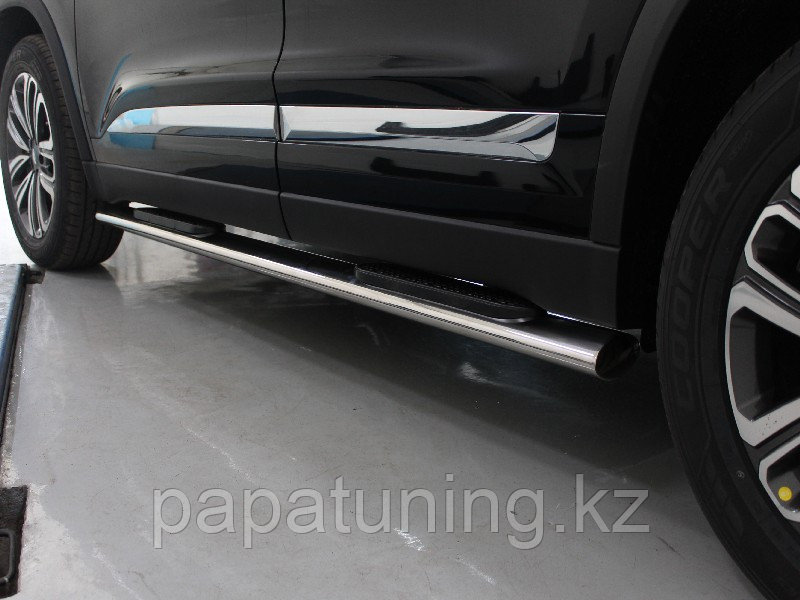 Пороги овальные с накладкой 120х60 мм ТСС для Chery Tiggo 8 2020-, фото 1