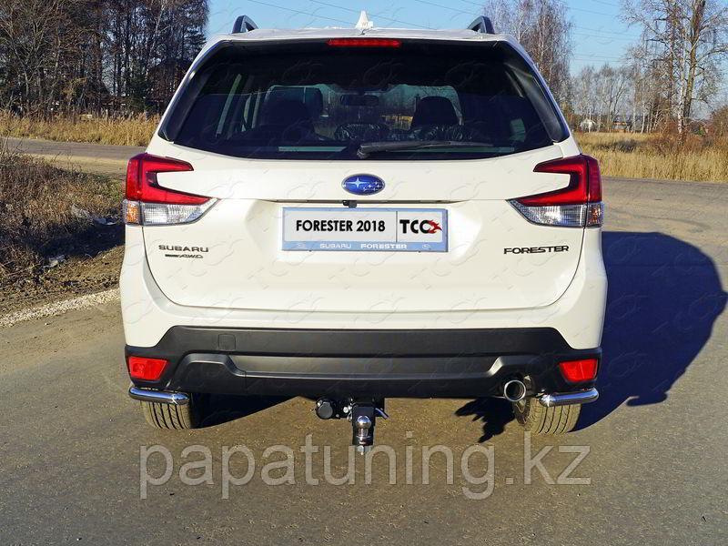 Защита задняя (уголки короткие) 42,4 мм (под брызговики) ТСС для Subaru Forester (S5) 2018-, фото 1