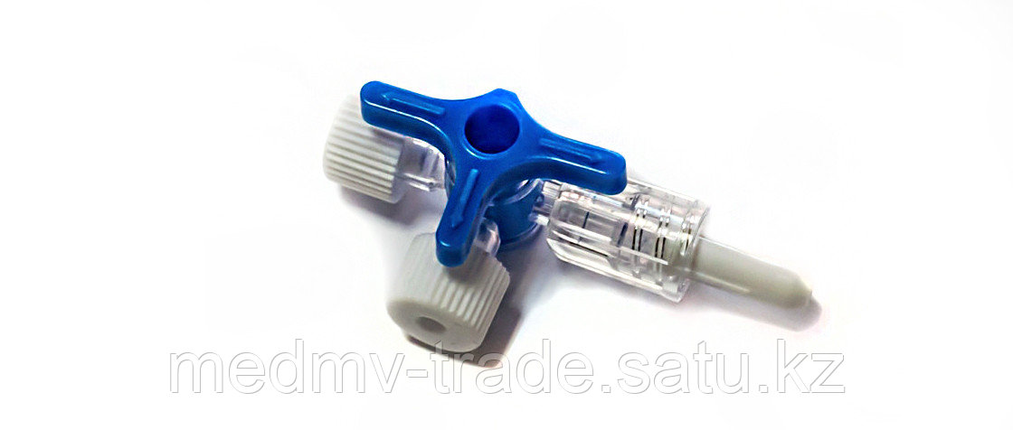 Краник трехходовой Beesetix® стерильный однократного применения, синий - фото 1 - id-p108963634