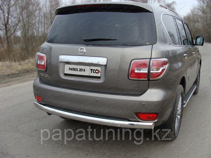 Защита задняя (овальная) 75х42 мм ТСС для Nissan Patrol 2014-