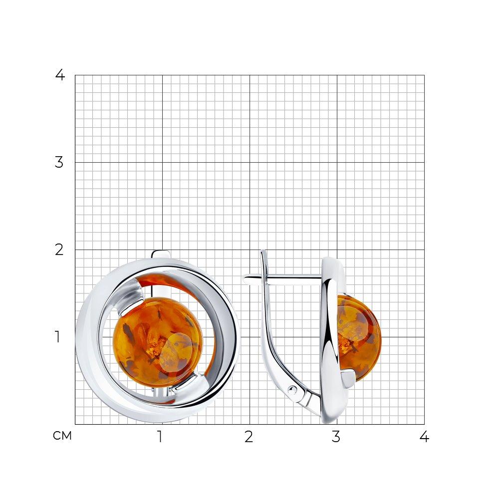 Серьги из серебра с янтарём SOKOLOV 83020066 покрыто родием с английским замком - фото 5 - id-p68382064