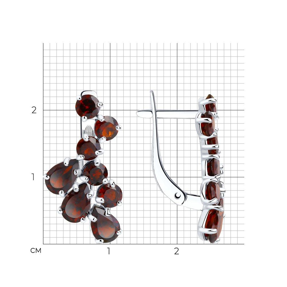 Серьги из серебра с гранатами SOKOLOV 92020007 покрыто родием с английским замком - фото 3 - id-p50153048