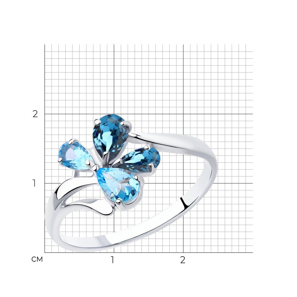 Кольцо из серебра с голубыми и синими топазами SOKOLOV 92011824 покрыто родием - фото 3 - id-p62249625