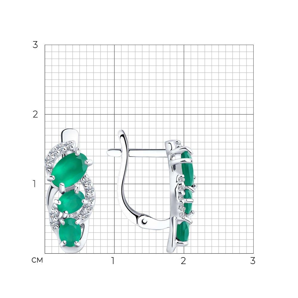 Серьги из серебра с агатами и фианитами SOKOLOV 92022455 покрыто родием с английским замком - фото 2 - id-p91497377