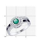Кольцо из серебра с эмалью и зелёным ситаллом и фианитами SOKOLOV 92011498 покрыто  родием, фото 3