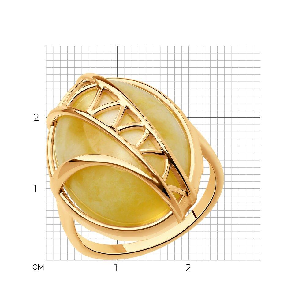 Кольцо из золочёного серебра с янтарём Diamant 93-310-00868-1 позолота - фото 4 - id-p107834665