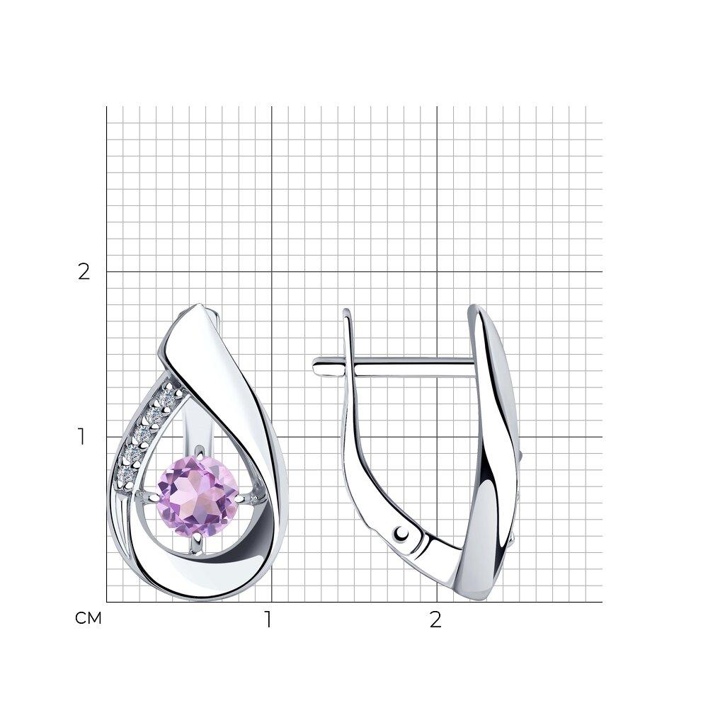 Серьги из серебра с аметистами и фианитами Diamant 94-320-00695-3 покрыто родием - фото 2 - id-p82970860