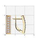 Серьги из золочёного серебра с фианитами SOKOLOV 93020479 позолота с английским замком, фото 3
