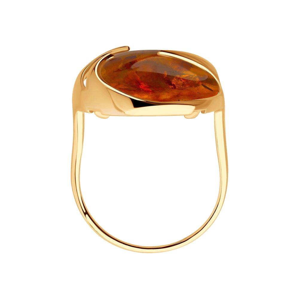 Кольцо из золочёного серебра с янтарём Diamant 93-310-00840-2 позолота - фото 2 - id-p83966568