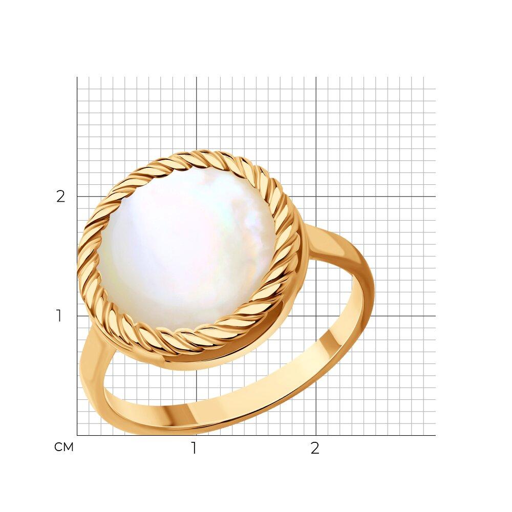 Кольцо из золочёного серебра с перламутром Diamant 93-310-01563-1 позолота - фото 2 - id-p103404439