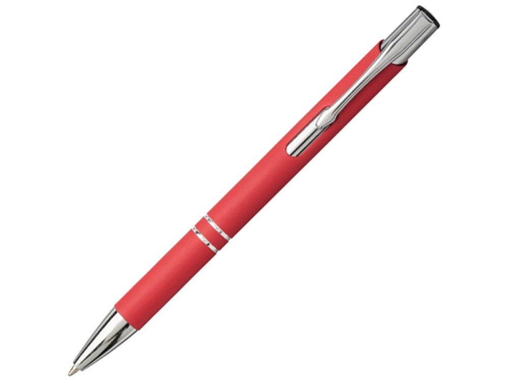 Шариковая кнопочная ручка Moneta с матовым антискользящим покрытием, красный - фото 1 - id-p109164678