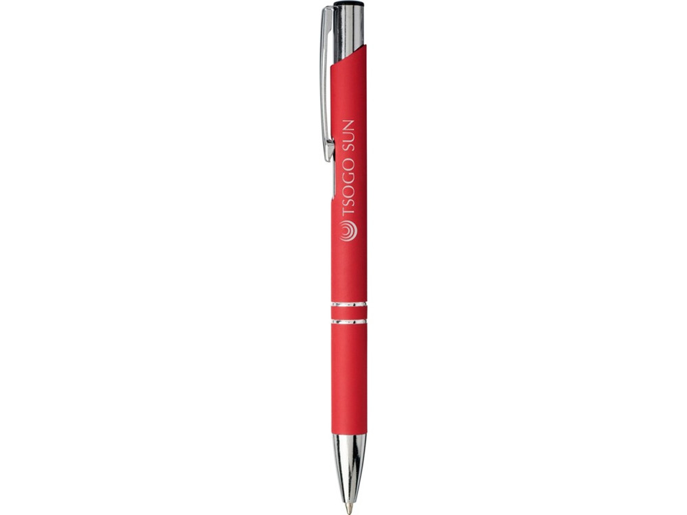 Шариковая кнопочная ручка Moneta с матовым антискользящим покрытием, красный - фото 5 - id-p109164678