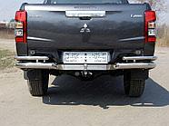 Защита задняя (уголки двойные) 76,1/42,4 мм (на автомобиль без бампера) ТСС для Mitsubishi L200 2019-